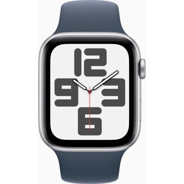 ⁦Apple Smartwatch Watch SE 2024 iOS GPS, 44 mm, M/L, NFC, Aluminium, silber, sturmblau⁩ – תמונה ⁦2⁩