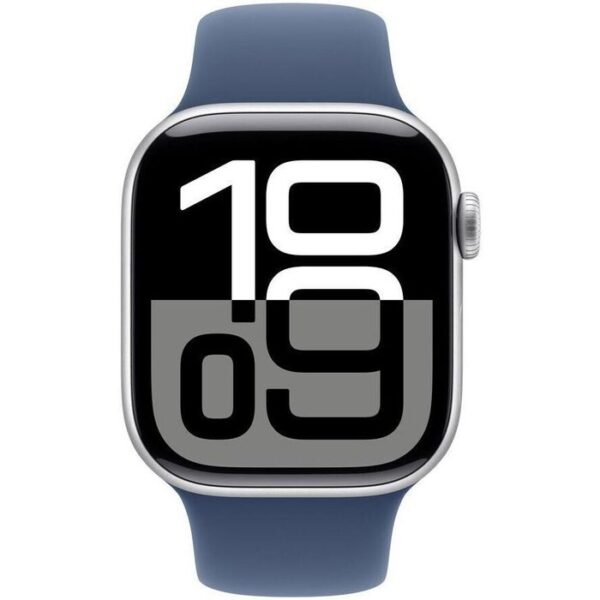 ⁦Apple Smartwatch Watch Series 10 iOS GPS, 42 mm, S/M, NFC, EKG, Aluminium, silber, denim⁩ – תמונה ⁦2⁩