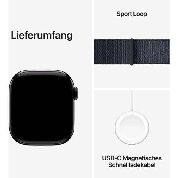 ⁦Apple Smartwatch Watch Series 10 iOS GPS, 42 mm, NFC, EKG, Aluminium, diamantschwarz, Tinte⁩ – תמונה ⁦3⁩