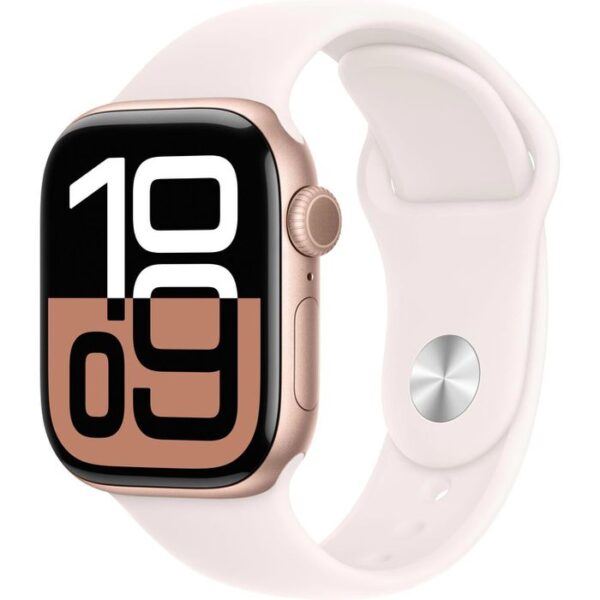 Apple Smartwatch Watch Series 10 iOS GPS, 42 mm, S/M, NFC, EKG, Aluminium roségold blassrosa