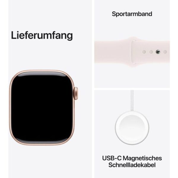 ⁦Apple Smartwatch Watch Series 10 iOS GPS, 42 mm, S/M, NFC, EKG, Aluminium roségold blassrosa⁩ – תמונה ⁦3⁩