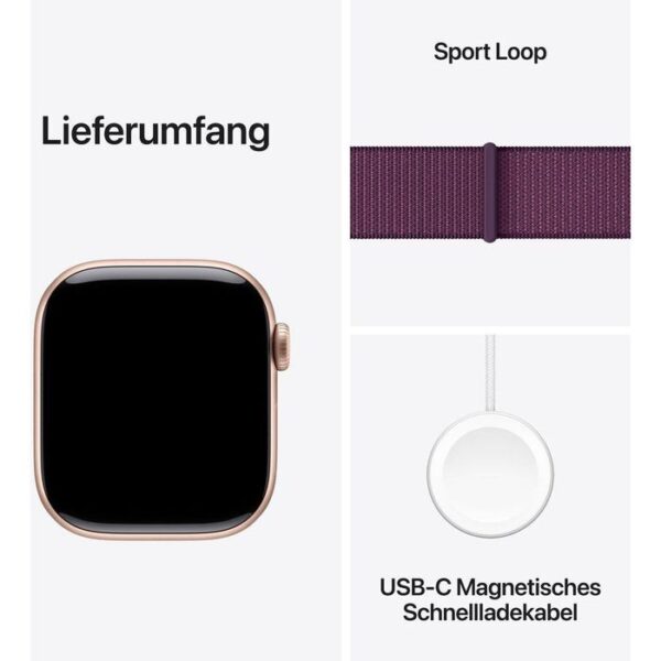 ⁦Apple Smartwatch Watch Series 10 iOS GPS, 42 mm, NFC, EKG, Aluminium, roségold, Pflaume⁩ – תמונה ⁦3⁩