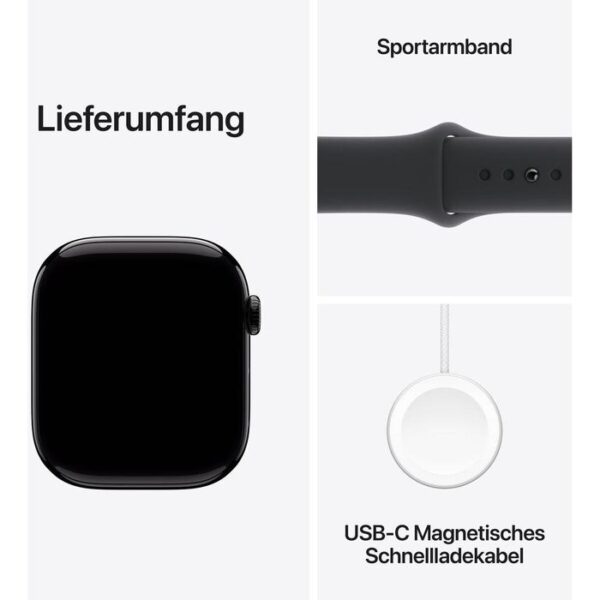 ⁦Apple Smartwatch Watch Series 10 iOS GPS Cellular, 46 mm, M/L, NFC, EKG, Aluminium, diamantschwarz⁩ – תמונה ⁦3⁩