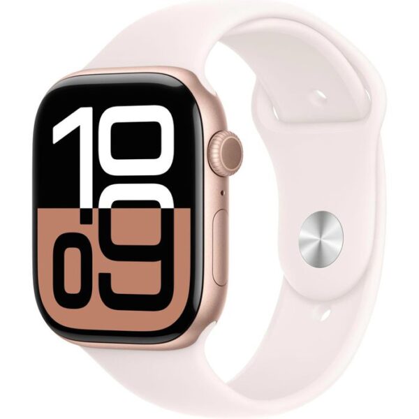 Apple Smartwatch Watch Series 10 iOS GPS, 46 mm, S/M, NFC, EKG, Aluminium roségold blassrosa