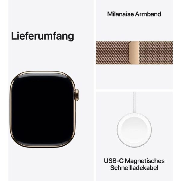 ⁦Apple Smartwatch Watch Series 10 iOS GPS Cellular, 46 mm, M/L, NFC, EKG, Titan, gold⁩ – תמונה ⁦3⁩