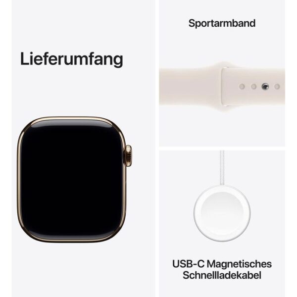 ⁦Apple Smartwatch Watch Series 10 iOS GPS Cellular, 42 mm, S/M, NFC, EKG, Titan, gold, Polarstern⁩ – תמונה ⁦3⁩