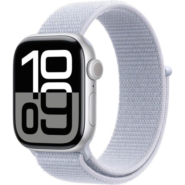 Apple Smartwatch Watch Series 10 iOS GPS Cellular, 42 mm, NFC, EKG, Aluminium, silber, blaue wolke