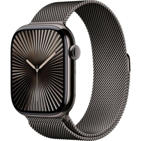 Apple Smartwatch Watch Series 10 iOS GPS Cellular, 46 mm, S/M, NFC, EKG, Titan, Schiefer, anthrazit