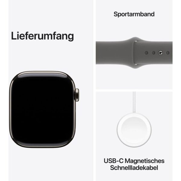 ⁦Apple Smartwatch Watch Series 10 iOS GPS Cellular, 42 mm, S/M, NFC, EKG, Titan, Natur, steingrau⁩ – תמונה ⁦3⁩