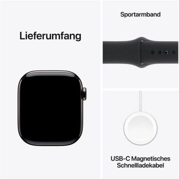 ⁦Apple Smartwatch Watch Series 10 iOS GPS Cellular, 42 mm, M/L, NFC, EKG, Titan, Schiefer, schwarz⁩ – תמונה ⁦3⁩