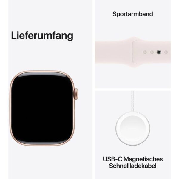 ⁦Apple Smartwatch Watch Series 10 iOS GPS Cellular, 46 mm, S/M, NFC, EKG, Aluminium roségold blassrosa⁩ – תמונה ⁦3⁩