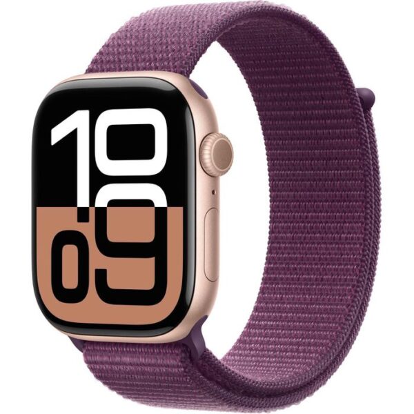 Apple Smartwatch Watch Series 10 iOS GPS Cellular, 46 mm, NFC, EKG, Aluminium, roségold, Pflaume