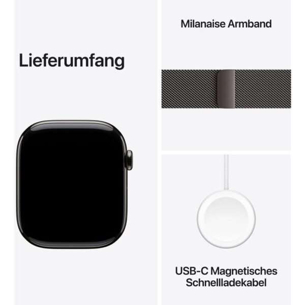 ⁦Apple Smartwatch Watch Series 10 iOS GPS Cellular, 46 mm, M/L, NFC, EKG, Titan, Schiefer, anthrazit⁩ – תמונה ⁦3⁩