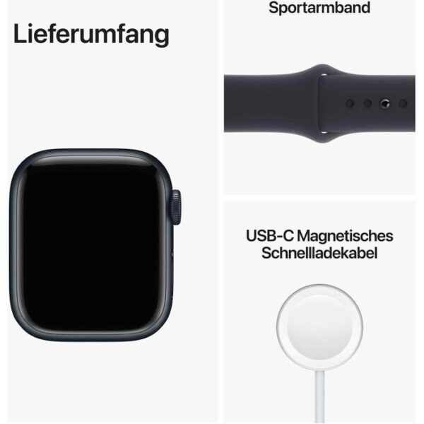 ⁦Apple Smartwatch Watch Series 8 iOS GPS, 41 mm, NFC, EKG, Aluminium, Mitternacht⁩ – תמונה ⁦7⁩