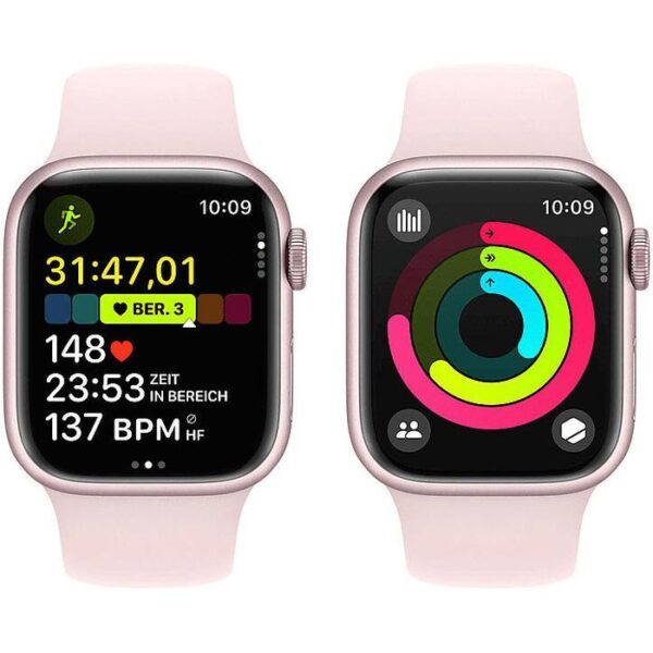 ⁦Apple Smartwatch Watch Series 9 iOS GPS, 41 mm, M/L, NFC, EKG, Aluminium, rosé, hellrosa⁩ – תמונה ⁦4⁩