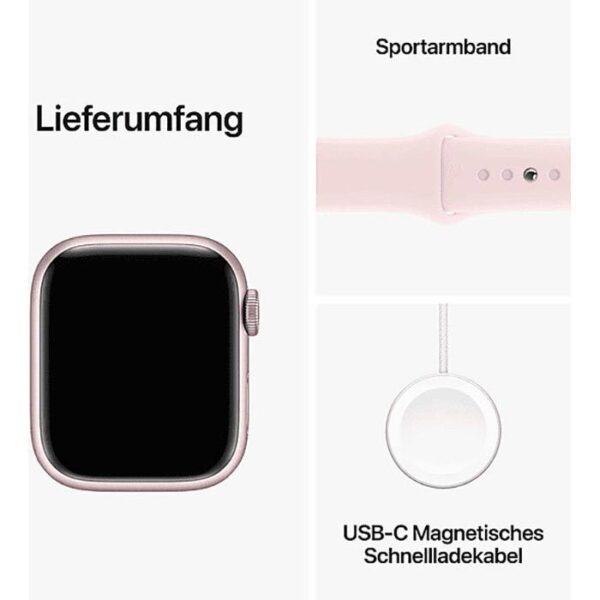 ⁦Apple Smartwatch Watch Series 9 iOS GPS, 41 mm, M/L, NFC, EKG, Aluminium, rosé, hellrosa⁩ – תמונה ⁦5⁩