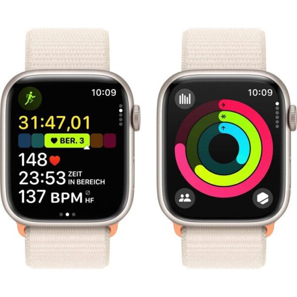 ⁦Apple Smartwatch Watch Series 9 iOS GPS, 45 mm, NFC, EKG, Aluminium, Polarstern⁩ – תמונה ⁦4⁩