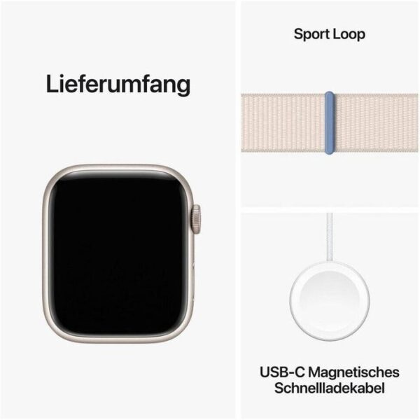 ⁦Apple Smartwatch Watch Series 9 iOS GPS, 45 mm, NFC, EKG, Aluminium, Polarstern⁩ – תמונה ⁦5⁩