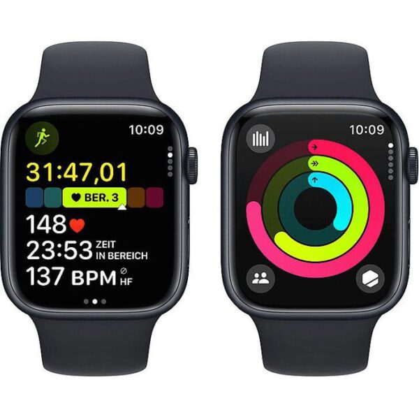 ⁦Apple Smartwatch Watch Series 9 iOS GPS, 45 mm, S/M, NFC, EKG, Aluminium, Mitternacht⁩ – תמונה ⁦4⁩