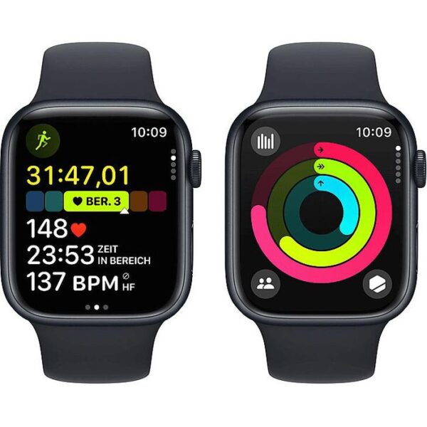 ⁦Apple Smartwatch Watch Series 9 iOS GPS, 45 mm, M/L, NFC, EKG, Aluminium, Mitternacht⁩ – תמונה ⁦4⁩