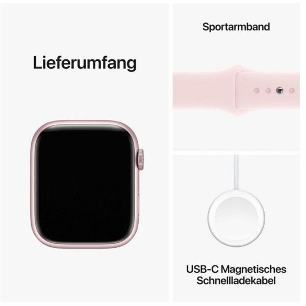 ⁦Apple Smartwatch Watch Series 9 iOS GPS, 45 mm, S/M, NFC, EKG, Aluminium, rosé, hellrosa⁩ – תמונה ⁦5⁩