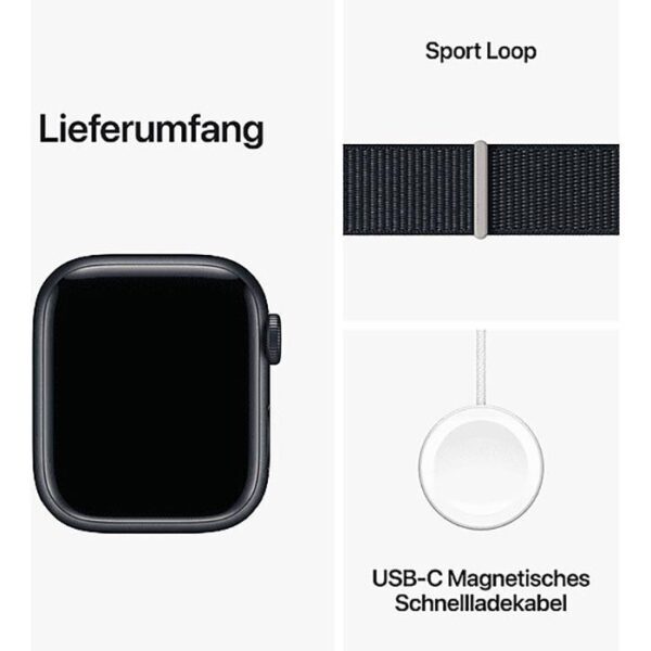 ⁦Apple Smartwatch Watch Series 9 iOS GPS, 41 mm, NFC, EKG, Aluminium, Mitternacht⁩ – תמונה ⁦5⁩