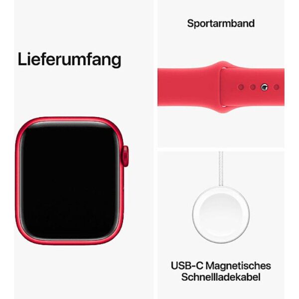 ⁦Apple Smartwatch Watch Series 9 iOS GPS Cellular, 45 mm, M/L, NFC, EKG, Aluminium, product red⁩ – תמונה ⁦5⁩