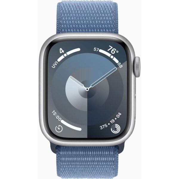 ⁦Apple Smartwatch Watch Series 9 iOS GPS Cellular, 41 mm, NFC, EKG, Aluminium, silber, winterblau⁩ – תמונה ⁦2⁩