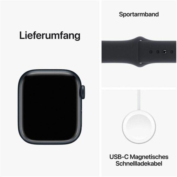 ⁦Apple Smartwatch Watch Series 9 iOS GPS Cellular, 41 mm, S/M, NFC, EKG, Aluminium, Mitternacht⁩ – תמונה ⁦5⁩