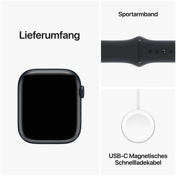 ⁦Apple Smartwatch Watch Series 9 iOS GPS Cellular, 45 mm, M/L, NFC, EKG, Aluminium, Mitternacht⁩ – תמונה ⁦5⁩