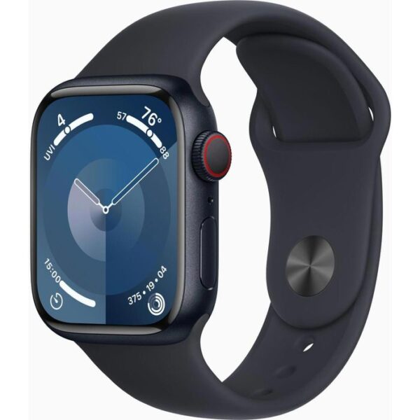 Apple Smartwatch Watch Series 9 iOS GPS Cellular, 41 mm, S/M, NFC, EKG, Aluminium, Mitternacht