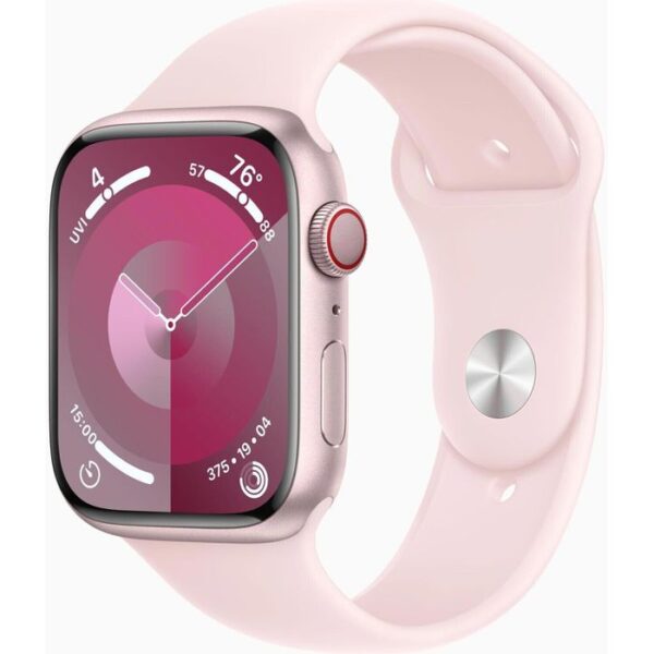 Apple Smartwatch Watch Series 9 iOS GPS Cellular, 45 mm, M/L, NFC, EKG, Aluminium, rosé, hellrosa