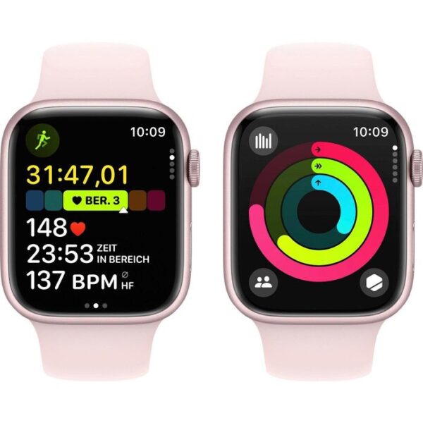 ⁦Apple Smartwatch Watch Series 9 iOS GPS Cellular, 45 mm, M/L, NFC, EKG, Aluminium, rosé, hellrosa⁩ – תמונה ⁦4⁩