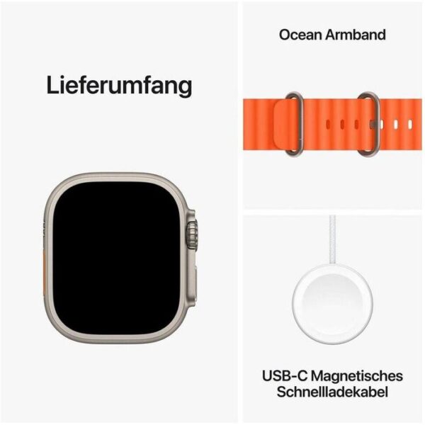 ⁦Apple Smartwatch Watch Ultra 2 iOS GPS Cellular, 49 mm, NFC, EKG, Titan, Ocean orange⁩ – תמונה ⁦6⁩