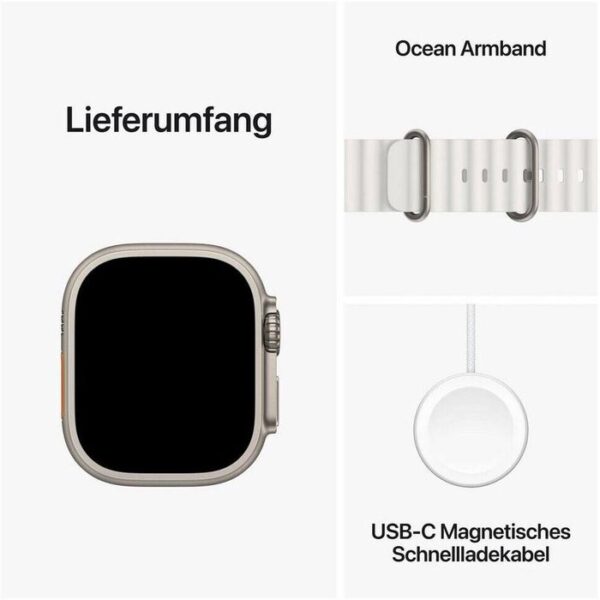 ⁦Apple Smartwatch Watch Ultra 2 iOS GPS Cellular, 49 mm, NFC, EKG, Titan, Ocean weiß⁩ – תמונה ⁦6⁩