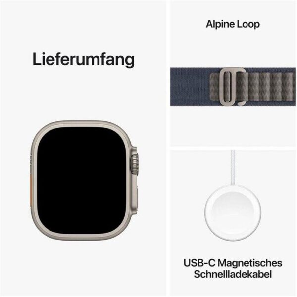 ⁦Apple Smartwatch Watch Ultra 2 iOS GPS Cellular, 49 mm, M, NFC, EKG, Titan, Alpine blau⁩ – תמונה ⁦6⁩