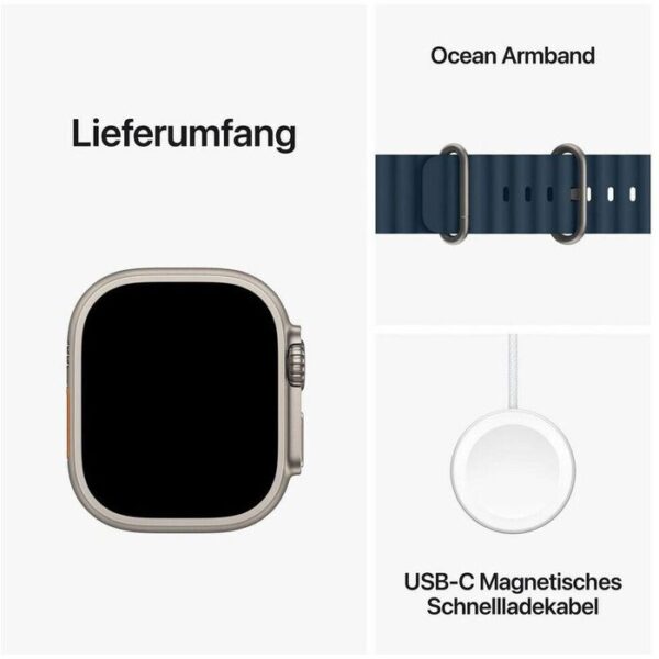 ⁦Apple Smartwatch Watch Ultra 2 iOS GPS Cellular, 49 mm, NFC, EKG, Titan, Ocean blau⁩ – תמונה ⁦6⁩