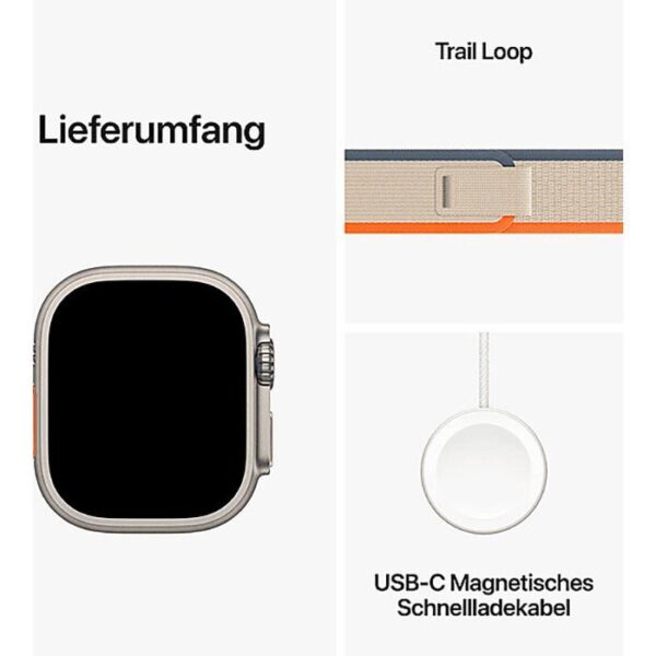 ⁦Apple Smartwatch Watch Ultra 2 iOS GPS Cellular, 49 mm, S/M, NFC, EKG, Titan, Trail orange/beige⁩ – תמונה ⁦6⁩