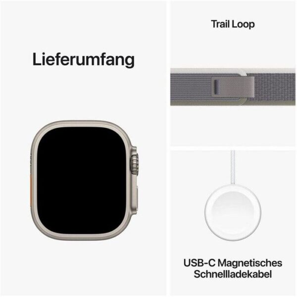 ⁦Apple Smartwatch Watch Ultra 2 iOS GPS Cellular, 49 mm, S/M, NFC, EKG, Titan, Trail grün/grau⁩ – תמונה ⁦6⁩