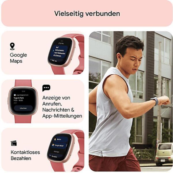 ⁦Fitbit Smartwatch Versa 4 GPS, NFC, Aluminium, Sandrosa, Kuferrosé⁩ – תמונה ⁦6⁩