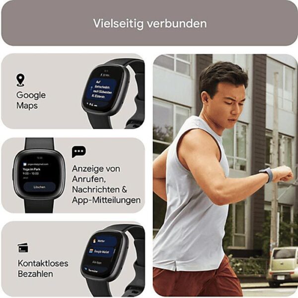 ⁦Fitbit Smartwatch Versa 4 GPS, NFC, Aluminium, Schwarz, Graphit⁩ – תמונה ⁦6⁩