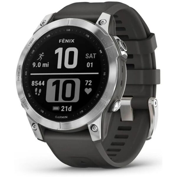 Garmin Smartwatch fenix 7 Standard Edition GPS, Ausstellungsstück, 47 mm, NFC, Silber, Graphit