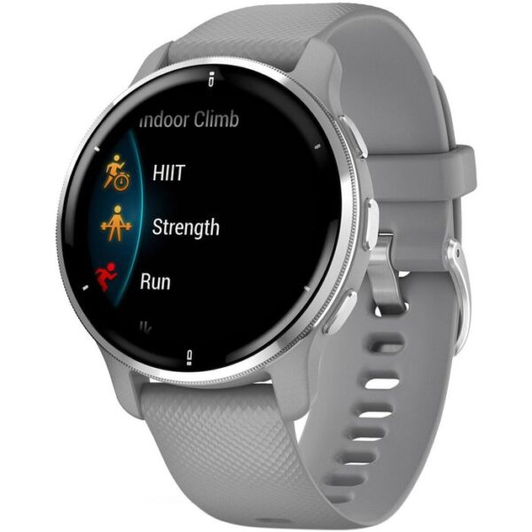 Garmin Smartwatch Venu 2 Plus GPS, 43 mm, NFC, Edelstahl, silber, hellgrau